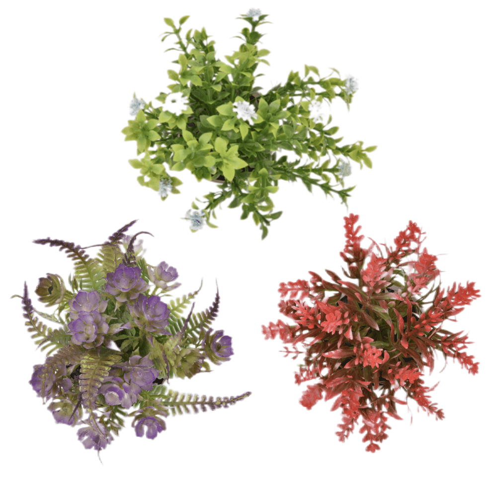 3Pcs Artificial Plastic Mini Plants Unique Fake Fresh Green Grass