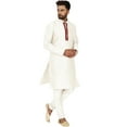 thumbnail image 2 of SKAVIJ Men's Kurta Pajama and Scarf 3-Piece Set Wedding Party Dress Off-White XL, 2 of 6