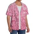 thumbnail image 2 of Naloa Pink Glitter Men's Loose Fit Cuban Collar Short-Sleeve Shirt, Hawaiian Shirts, Mens Shirts Casual for Everyday Wear Outings-Medium, 2 of 5