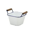 thumbnail image 2 of Cheungs Lacquered Finish White Storage With Side Wood Handles - Blue Rim, 2 of 3