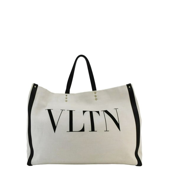 Pre-Owned VALENTINO GARAVANI VLTN Canvas Tote Bag White