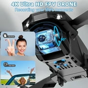 Drone with 4K Camera VR, FPV Drone Quadcopter with Brushless Motor, Headless Mode, Optical Flow, Altitude Hold, Foldable Mini Drone for Adults/Kids, Black