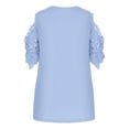 thumbnail image 5 of Wenyuyu Women's Cold Shoulder Tops Trendy Half Zipper V Neck Lace Crochet Short Sleeve Blouses Summer Solid Tunic T-Shirts, 5 of 6
