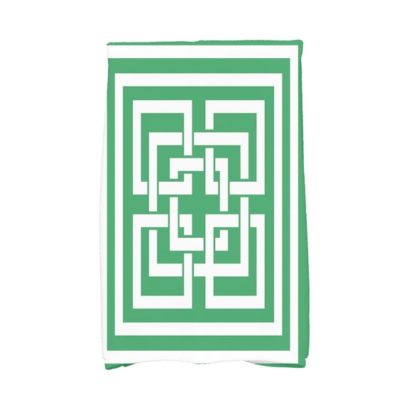 Simply Daisy, 16 x 25 Inch, Greek New Key, Geometric Print Kitchen Towel, Green