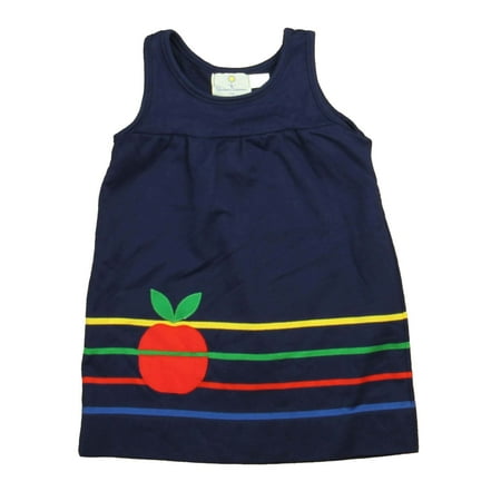 

Pre-owned Florence Eiseman Girls Navy | Red Applie Dress size: 4T