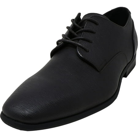 Calvin Klein Men's Lucca Hatched Embossed Leather Dark Brown Ankle-High Oxford - 9.5M