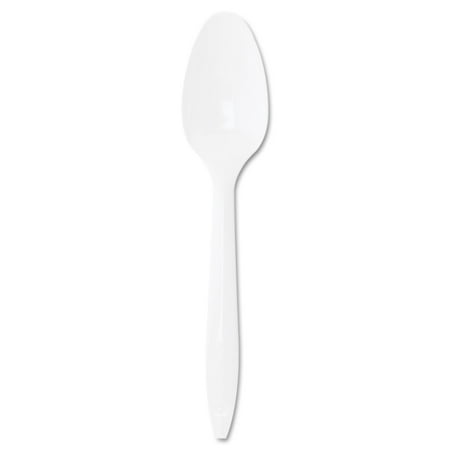 Dart Style Setter Mediumweight Plastic Teaspoons, White, 1000/Carton -DCCS6BW