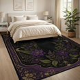 thumbnail image 3 of ODIKA 8'x10' Washable Area Rug Black Purple Mystical Cat and Floral Motif Design Celestial with Lavender for Living Room, Under Sectional, Family , Durable, Non-Slip, 3 of 7