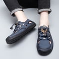thumbnail image 6 of Mens Sandals Leather Casual Closed Toe Beach Fisherman Shoes Outdoor Summer Sports Breathable Walking Shoes Blue 9.5 US, 6 of 7