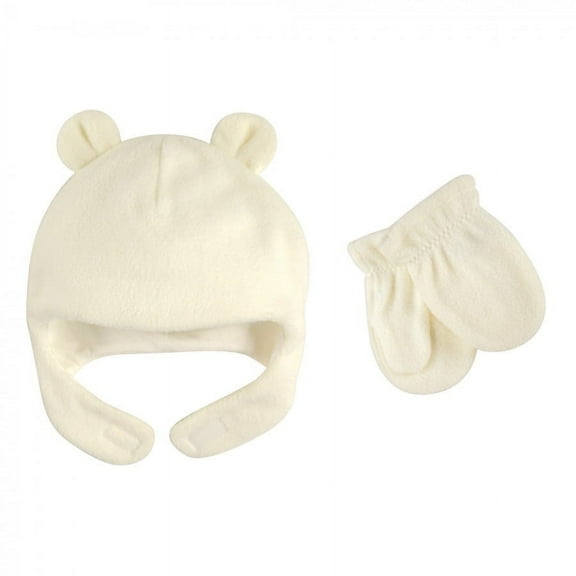 Luvable Friends Toddler Beary Cozy Hat and Mitten Set 2pc, Cream, 18-24 Months