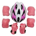 thumbnail image 2 of kurtrusly Ensemble de 7 Pcs de Protège-Patins à Roulettes Réglables pour Tout-Petits Coudières Protège-Poignets Absorption des Chocs Équitation Rose Rouge Bande Noire, 2 of 6