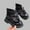 Black, variant on Girls' Black Ankle Boots with Satin Bow & Knit Sock Collar - Chunky Platform Patent Faux Faux Leather, Easy-Clean for Kids/Little/Big Girls (3-12Y),Size 30
