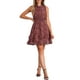 thumbnail image 1 of INSPIRE CHIC Vestidos de gasa para mujer, vestido mini sin mangas con fruncido y estampado floral, talla XS, burdeos, 1 of 6