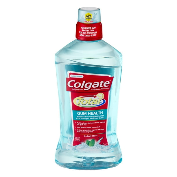 Colgate Total Gum Health Alcohol Free Mouthwash, Clean Mint 1L, 33.8