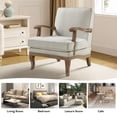 thumbnail image 6 of Tina's Home Farmhouse Accent Chair Upholstered Armchair with Solid Wood Legs, Removable Cushion Comfy Reading Chair for Living Room Bedroom, Pewter, 6 of 8