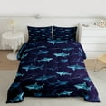thumbnail image 3 of Manfei Cartoon Navy Shark Bedding Comforter Set, Kawaii Ocean Sealife Twin Comforter Sets, Teens Boys Girls Kids Reversible Bedding Set, Ultra Soft Home Decor, 2pcs, 3 of 9