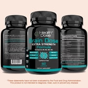 Health Dose Brain Dose Premium Nootropics - Mental Focus, Natural Energy & Vitamins - Caffeine-Free, 60-Count - For Men & Women.