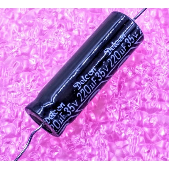 220uF 35V, Axial Electrolytic Capacitor, Polarized, 85C, Tolerance ±20%