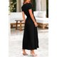 thumbnail image 2 of Vestido largo PRETTYGARDEN para mujer, verano 2025, cuello en V, con volantes, negro, 2 of 9
