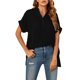 thumbnail image 1 of VISgogo, camisetas de manga corta para mujer, Color sólido/estampado, verano, cuello en V, blusas casuales sueltas, blusa, ropa de calle VISgogo moda, 1 of 8