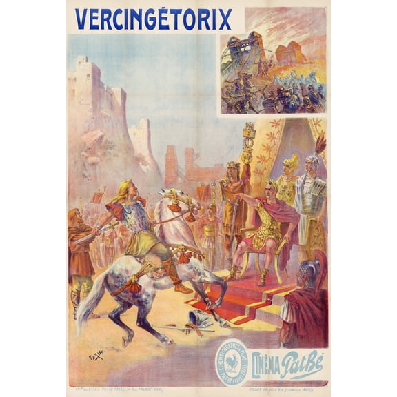 24x36 gallery poster, Poster for the French film Vercingetorix by Candido de Faria for Pathe, 1909