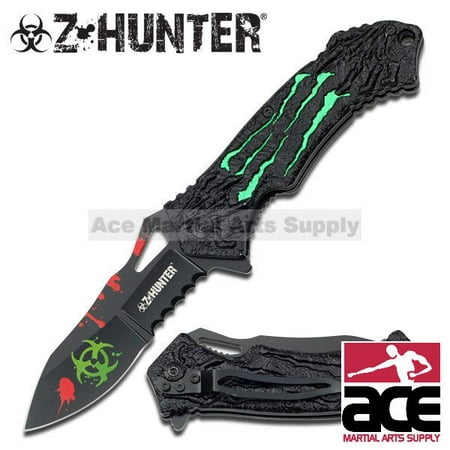 ZOMBIE HUNTER Green MONSTER CLAWS Spring Assisted Opening BIOHAZARD Pocket