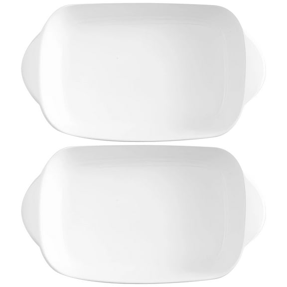 2 Pcs Ceramic Small Baking Dishes, 9 x 5 inch Double Handle Baking Bowls, White Casserole Dishes, Small Baking Serving Dish for Oven, Microwave, Dishwasher, Ideal for Chicken, Beef, Fruits