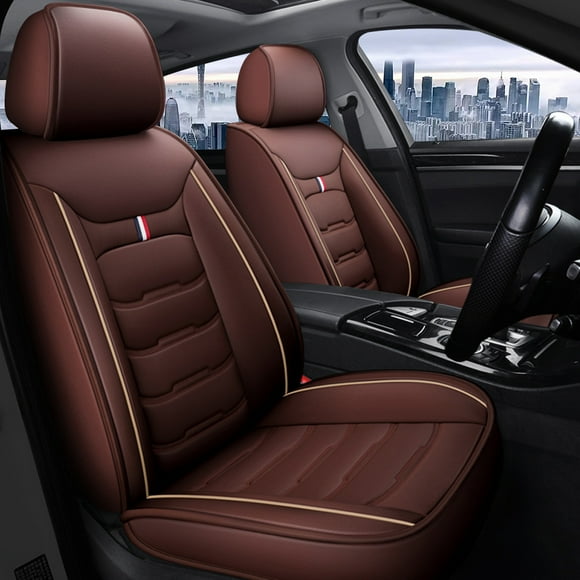 Maidao Car Seat Covers Leather Set for Chevrolet for impala 2006-Present 5 Seats Compatible Airbag Water Resistant Front Rear Cushion Protector Coffee