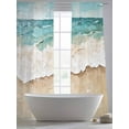 thumbnail image 5 of Abstract Beach Waves Sheer Curtains 108 Inches Long 2 Panels Retro Watercolor Blue Ocean Light Filtering Semi Sheer Window Curtains Drapes for Bedroom Living Room 52"x108", 5 of 7