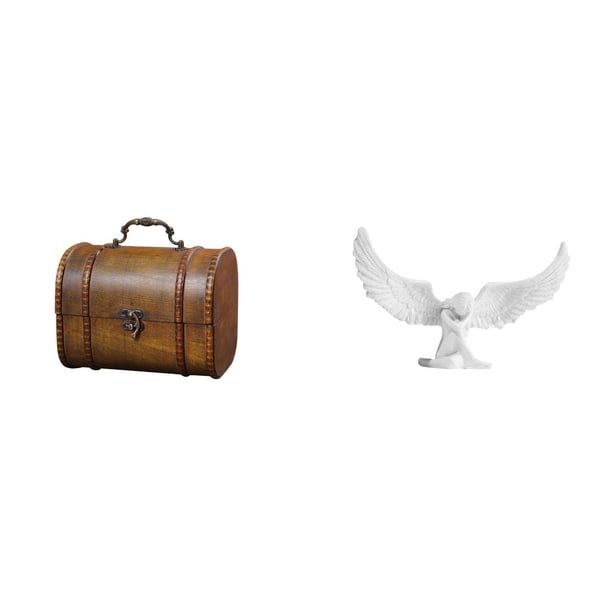 Estuche organizador de joyas,Organizador de joyas de madera para mujeres,hombres y niñas,Caja de almacenamiento decorativa con tapa abatible para guardar objetos pequeños.,Escultura de