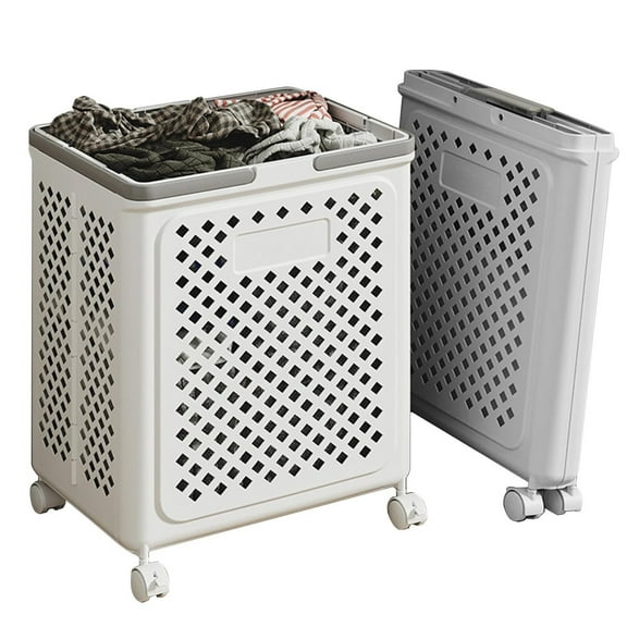 XZKING 50L Foldable Laundry Hamper Rolling Laundry Basket Cart with Wheels Collapsible
