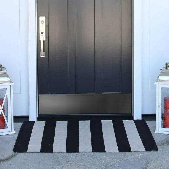 HONMEET 2-Pack Black Metal Self-Adhesive Door Kickplate Protector for Home and Office Doors