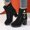 Black, variant on Boots for Women Comfortable Fashion Block Heel Winter Mid Top Boots British Round Toe Versatile Outdoor Slip on Shoes Ginger 8 Wide(EU:40)