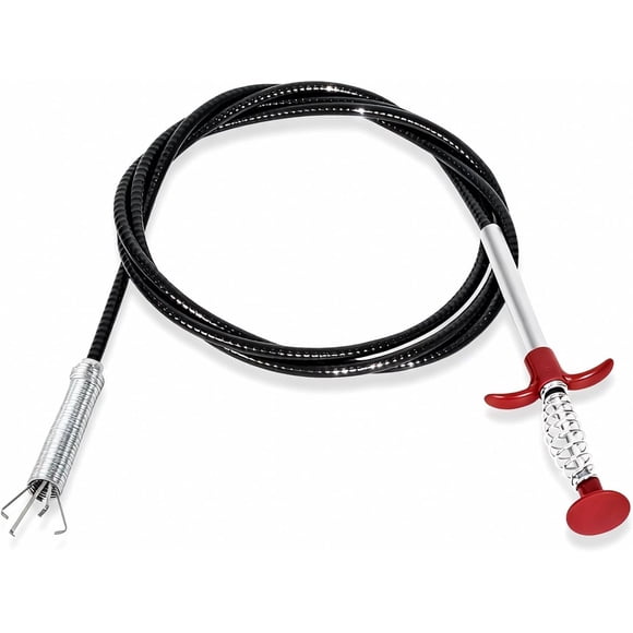 Drain Snake, 79-Inch Drain Clog Remover Tool, Flexible Grabber Claw for Bath Tub, Toilet, Kitchen Sink & Sewer,Red