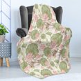 thumbnail image 4 of Rubber Duck Soft Flannel Fleece Blanket, Mandarin Ducklings in Lake Flowers Lilies Vintage Print River Nature, Cozy Plush for Indoor and Outdoor Use, 50" x 60", Pink Green and White, by Ambesonne, 4 of 5