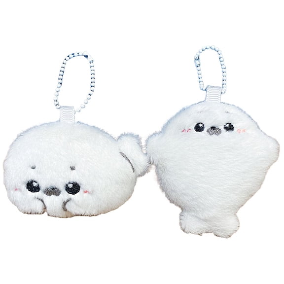 2 Pcs Cute Plush Seal Keychain Kawaii Animals Keyring Bag Charms Pendant for Backpack Purse Keys Decoration Gift