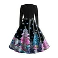 thumbnail image 4 of Women's Fashionable and Elegant Autumn and Winter Long-sleeved Round Neck Christmas Print Dress for Holiday Parties and Casual Wear, Stylish Women's Seasonal Dress,Multicolor,2XL, 4 of 4