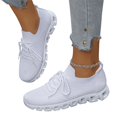 thumbnail image 3 of EKVAHL Women's Knit Upper Running Sneakers, Low Top Non Slip Tennis Sneakers, Solid Color Elastic Fit Athletic Sneakers Lace-Up Walking Shoes for Training Hiking White, 3 of 6