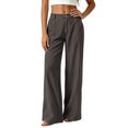 thumbnail image 2 of QGJZVUNL Button High Waist Trousers for Womens Striped Wide Leg Pants with Pockets Size XL, 2 of 6