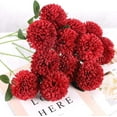 thumbnail image 4 of Artificial Chrysanthemums Flowers Burgundy Flowers, Fake Mums Flowers Silk Flowers for Spring Home Decor Indoor Floral Arrangement Halloween Table Centerpiece (, Burgundy), 4 of 5