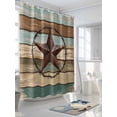 thumbnail image 3 of Boanket Polyester Fabric Teal Brown Farmhouse Shower Curtain, Country Texas Star Vintage Waterproof Bathtub Curtain Bathroom Decor Set with Hooks 72 x 72 Inches,, 3 of 6