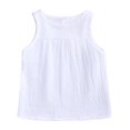 thumbnail image 4 of Toddler Girl Clothes Cotton Linen Summer Sleeveless Tank Top with Elastic Waist Bloomers Shorts Set Cute Baby Outfits (12 Months, White), 4 of 7