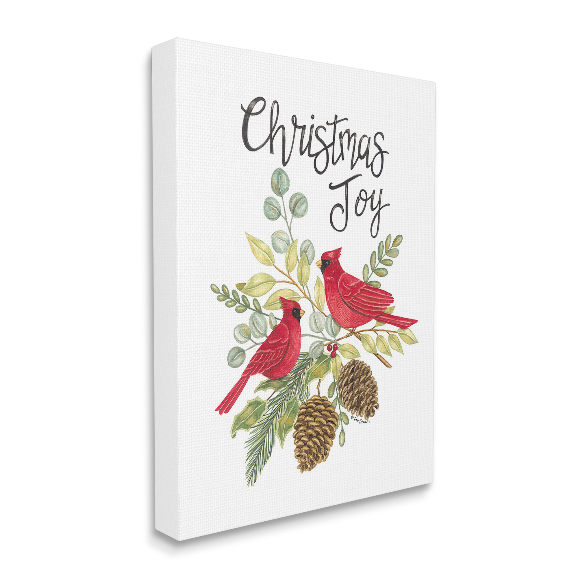 Stupell Industries Christmas Joy Cardinals Holiday Painting Gallery Wrapped Canvas Art Print Wall Art, 30 x 40