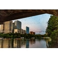 thumbnail image 2 of Haney, Chuck 32x23 White Modern Wood Framed Museum Art Print Titled - Mexican free tailed bats fly from the Congress Street Bridge at dusk in Austin-Texas-USA, 2 of 4