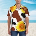 thumbnail image 4 of Easygdp Cow Print Sunflower Men's Hawaiian Shirts Print Lapel Short Sleeve for Beach, vacation, party, casual occasions - XX-Large, 4 of 9