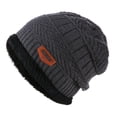 thumbnail image 3 of HESHENG Mens Winter Beanie Hat Warm Knit Hat Thick Fleece Lined Skull  Dark Gray, 3 of 5