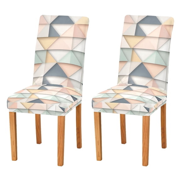 Yayeee 2 Pack Dining Chair Covers Stretch Parson Chairs Slipcovers Seat Protector, Pink Geometric