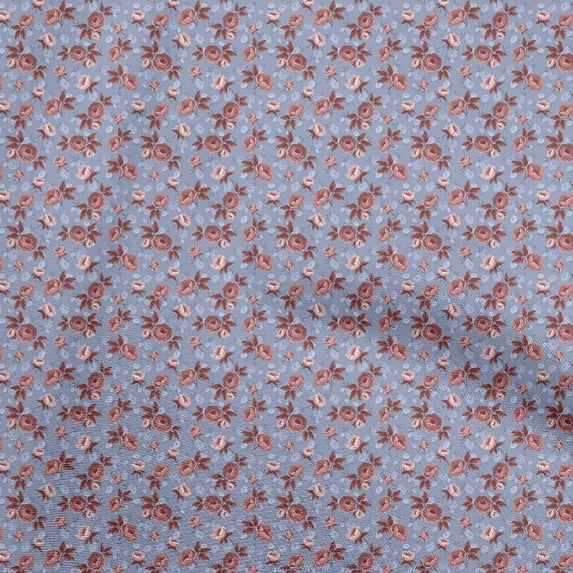 oneOone Silk Tabby Dusty Blue Fabric Floral Sewing Craft Projects Fabric Prints By Yard 42 Inch Wide