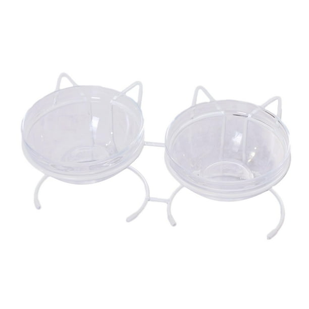Comedero elevado para gatos con soporte de metal desmontable, multifuncional y antideslizante. cuenco doble blanco