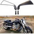thumbnail image 1 of Espejo retrovisor lateral LED para motocicleta, color negro, con señal de giro de agua corriente para Sportster Softail Dyna Electra Glide y más, 1 of 5